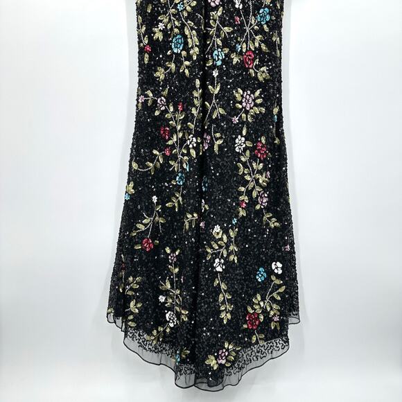 Mac Duggal Black Floral Embellished Long Sleeve Sequined Gown #5556 Sz 10 NWT - Picture 9 of 13